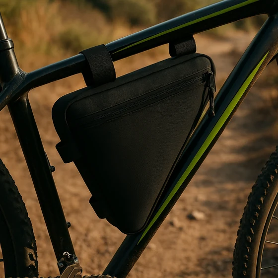 Ridgeline Trail bike frame bag mounted inside a bicycle frame triangle