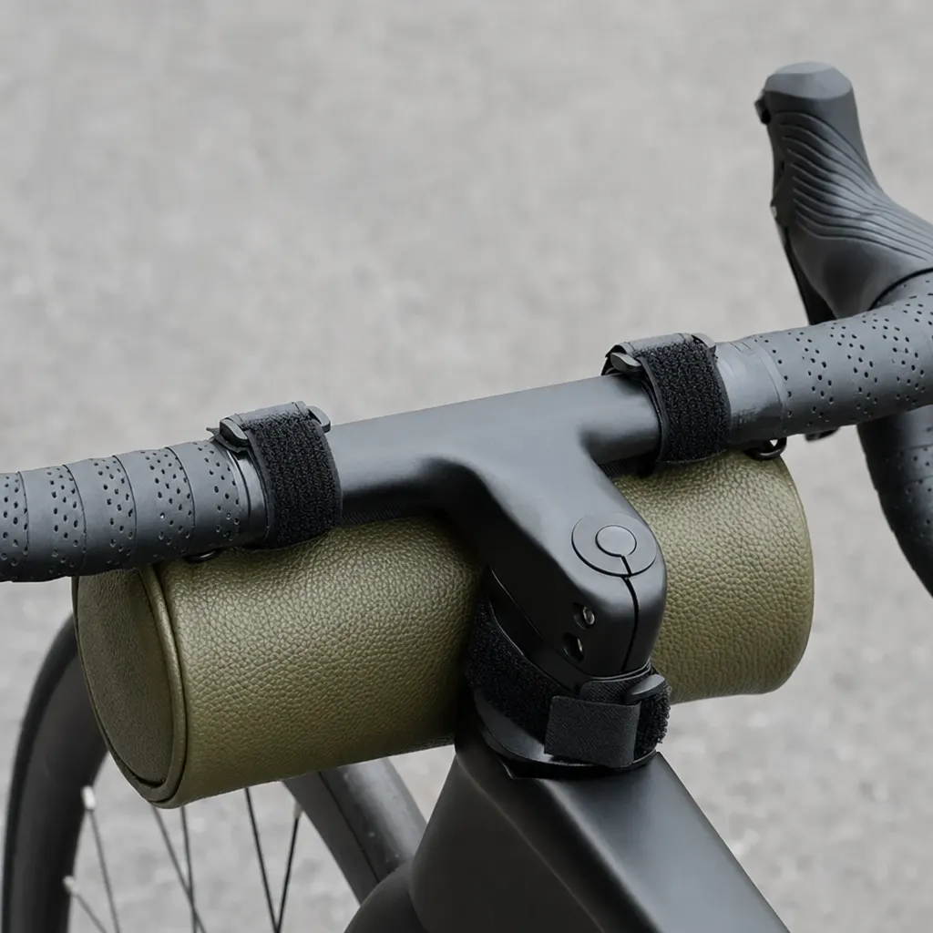 Ridgeline Roll in olive mounted inside the frame triangle using its velcro straps
